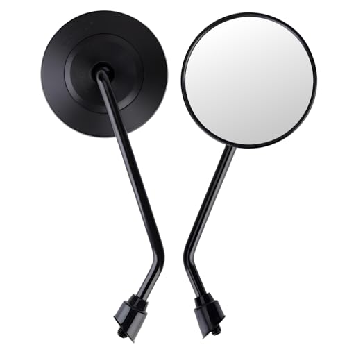 Cretassion Rétroviseurs Latéraux de Moto E9 Homologué, 1 Paire Ronde Rétroviseurs Moto Universels, Réglable Rétroviseur Latéral M10 pour Scooter Moto...
