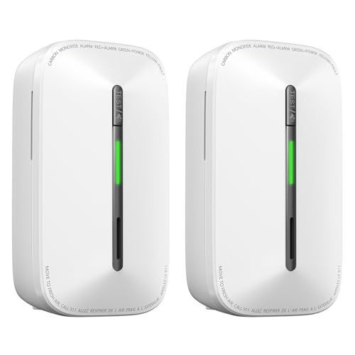 SITERWELL Plug in Carbon Monoxide Detector 10 Year Battery CO Alarm Detector with Electrochemical Sensor and Sound Warning AC Powered Portable Carbon Monoxide Detector for Home Office Travel 2-Pack