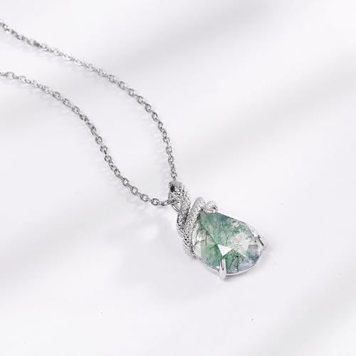 Collier de Serpent en Agate Mousse | Pendentif Gothique Chic - 7