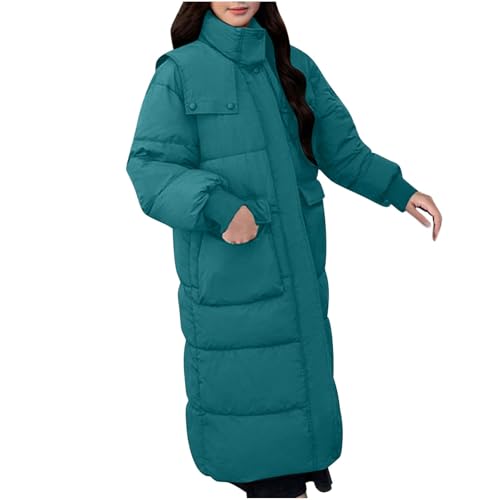 Chaqueta acolchada para mujer, abrigo largo de plumón para mujer, abrigo de cuello alto, chaquetas acolchadas de manga larga con bolsillos, chaquetas para mujer, chaqueta de invierno con cremallera