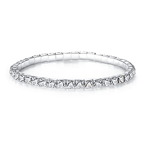 Image of Fesciory Heart Rhinestone Ankle Bracelets for Women, Adjustable Silver Plated Shiny Tennis Anklets, Twinkle Cubic Zircon Imitation Diamond Anklet Foot Chain Jewelry Gifts