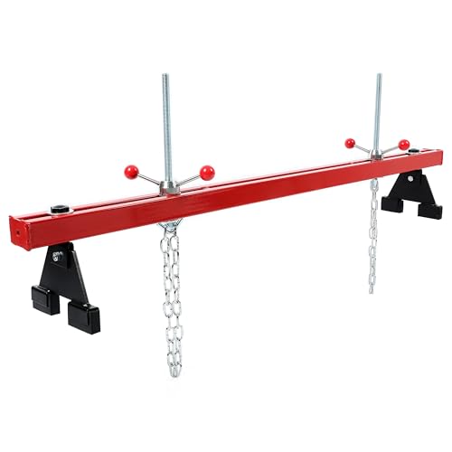 KUAFU Engine Support Bar 1100lbs Capacity Motor Transverse Bar with 2 Points Lift Holder Dual Hook Cross Hoist Engine Hoist for Home Garages & Auto Repair Shop