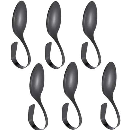 CUEMOON 6 Stück Häppchenlöffel, Edelstahl Marmeladenlöffel Gebogenem Griff für Tee Kaffee Dessert Eisbecher Party Küche Deko, Schwarz ，13 * 4...