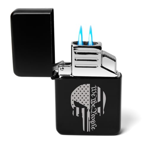 Encendedor antorcha doble llama We The People Negro miniatura 1