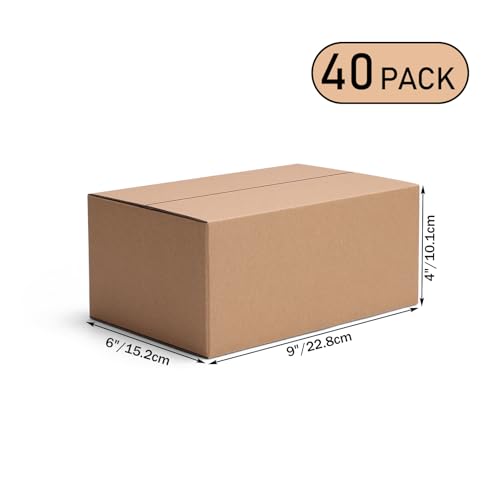 Image of 9x6x4 Shipping Boxes Set of 40, Brown Kraft Business Corrugated Cardboard Small Boxes Mailers for Packaging