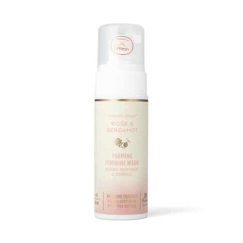 Image of Honestly pHresh Foaming Feminine Wash for Women - pH Balanced Natural Intimate Cleanser with Prebiotics & Probiotics. Vegan, Sensitive Skin Safe. Made In USA - Rose & Bergamot Scent, 5 oz