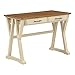 OSP Home Furnishings Jericho Rustic 42 Inch Writing Desk with 2 Drawers and Burnished Decorative Hardware, Antique White