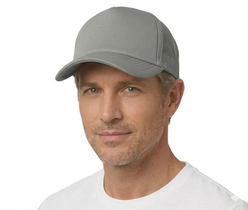 Image of NYFASHION101 Plain Mesh Trucker Hat - Breathable 6-Panel Daily Snapback Cap, Customizable Ideal for DIY Embroidery & Patches