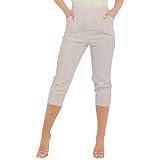 Coupe extensible confortable : fabriqué avec un mélange de 60 % coton, 35 % polyester et 5 % élasthanne, ce pantalon capri offre une coupe douce et extensible pour un confort tout au long de la journée.