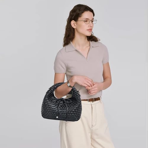 Image of JINMANXUE Fashion Mini Handbag For Women, Woven Tote Bucket Composite Bag Knitting Chain Bags, Crossbody Shoulder Purses