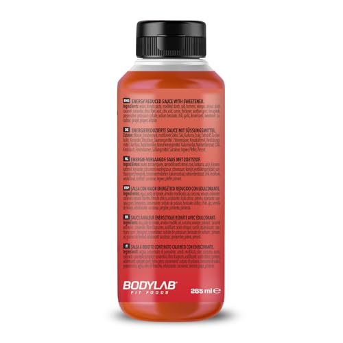 Bodylab24 Zero Sauce Curry Ketchup 265ml, kalorienarm, nur 3-9 kcal je 15g Portion, fett- und zuckerreduziert, perfekt zum Verfeinern von Gerichten, als Sauce oder Dressing, ideal für jede Diät