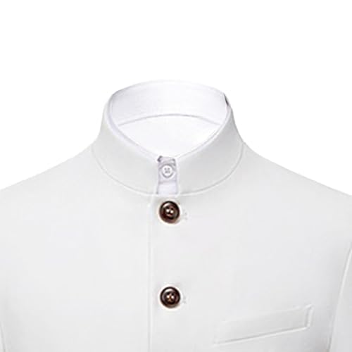 Men's 2 Pieces Chinese Tunic Suit Set Slim Fit Stand Collar Blazer Jacket Pants Suits Formal Wedding Dress3