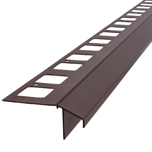 Renoplast® Perfil de Alero de Aluminio K100R 200cm Marrón | Acabado de Terrazas y Balcones | Suelos de Baldosas sobre Mortero Adhesivo | Sistemas de Drenaje de Agua | Perfil Angular | Anticorrosión