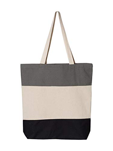 Q-Tees 11L Tri-Color Tote One Size Black/Natural/Light Grey2