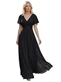 Ever-Pretty Womens Chiffon Floor Length Mother of The Bride Dress Black US14