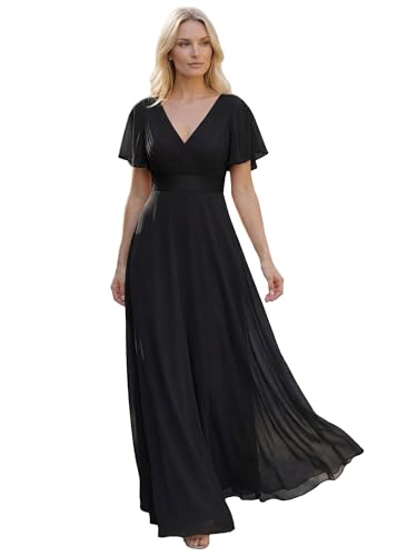 Ever-Pretty Womens Long V Neck Ruched Bust Evening Party Dress Black US10 by Ever-Pretty - Image 2