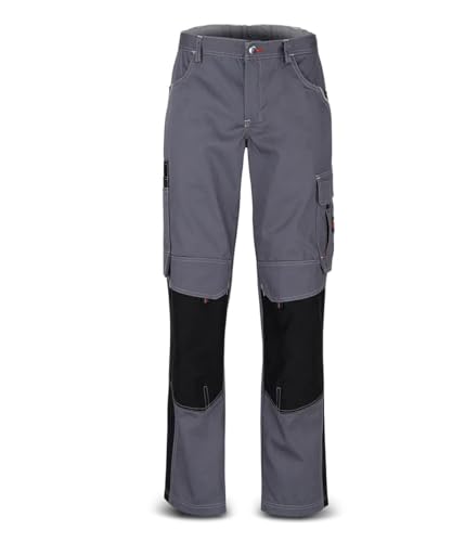 beb™ Arbeitshose Herren & Damen – robust & industriewäschegeeignet – mit Cordura-Knieverstärkung, Reflexpaspel & Werkzeugtaschen – Bundhose Grau/Schwarz - Designed in Germany