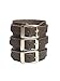 Neptune Giftware Leather Wide Triple Strap Cuff Wrap Gothic Wristband Buckle Fastening - DARK BROWN LEATHER