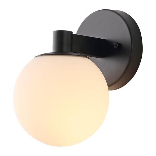 JONATHAN Y Modernist Globe 1-Light Vanity Sconce 5.75", Black/White