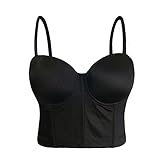 She'sModa Women's Basic Smooth Push Up Bustier Club Party Crop Top Vest L Size Black