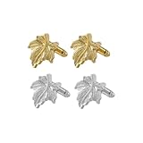 ARFUKA 2 Pairs Alloy Maple Leaves Cufflinks Elegant Men's Business & Banquet Shirt Studs Fashionable Suit Accessories for Formal Events