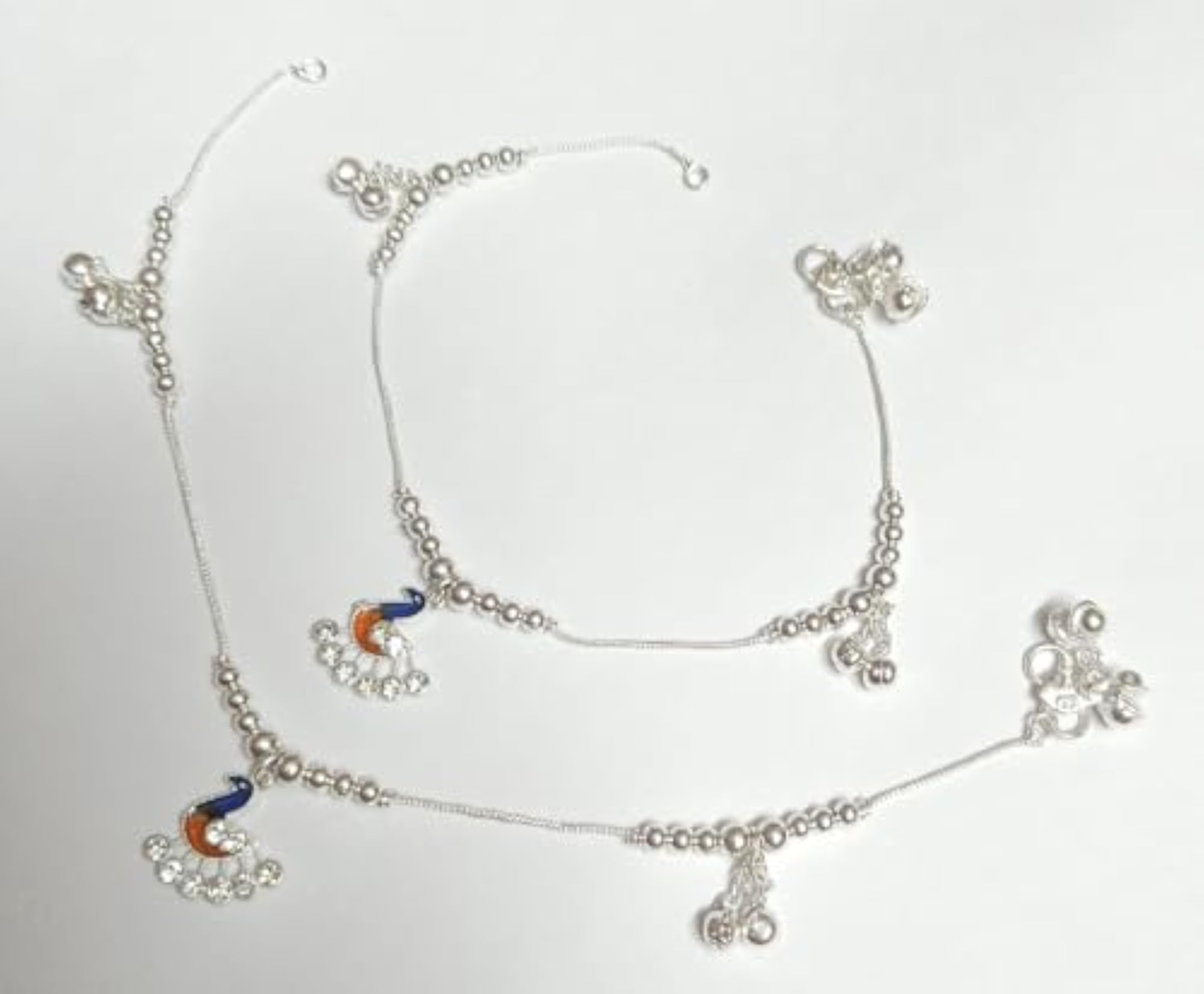 MRACE Decorative Chain Anklet with Blue and Turquoise Peacock Design, Elegant