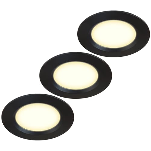 HCFEI Set di 3 faretti da incasso a LED da 12 V, ultra piatti, 3 W, foro da 55 mm, con cavo da 2 m,...