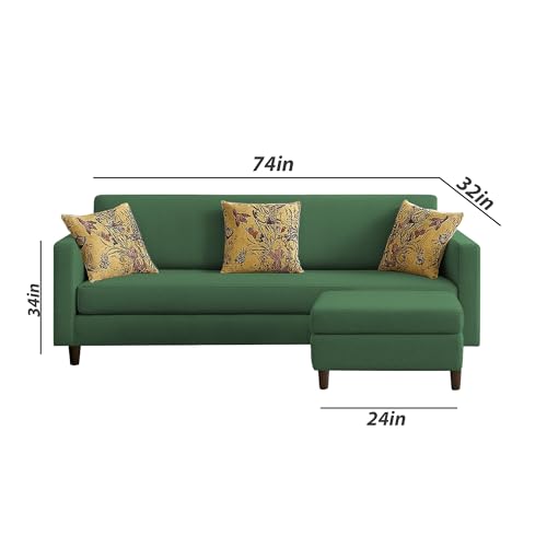 Image of Casaliving Premium Lifestyle Fabric 5 Seater L Shape Sofa Set 4 Seater Modern Sofa Set & Ottoman for Living Room (Green Color)