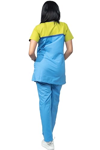 Image of UNIFORM CRAFT Women's Designer Scrub Suits DSDX03 || Ideal for doctors, dentists, vets, nurses & healthcare professionals (Ocean Blue, XL)