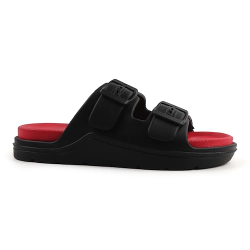 Image of Men's Double Strap EVA Slippers | Lightweight Adjustable Buckle Slides | Anti-Skid Comfortable Casual Sandals for Indoor Outdoor