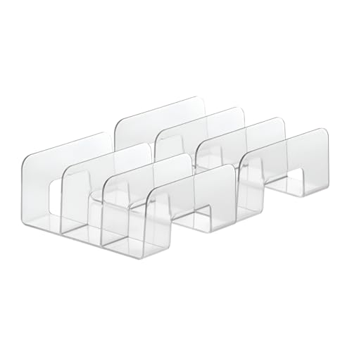 Porta Organizador de Acrílico 24,5X20X10CM | Livros, Cadernos, Bolsas, Multiuso | 4 Divisórias Paramount (KIT COM 2)