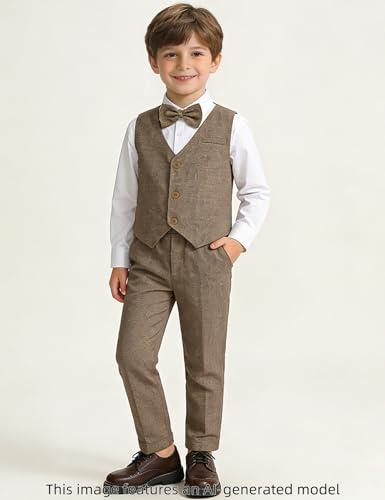 Image of A&J DESIGN 4pcs Baby & Toddler Suit, 12 Months - 5T, Shirt & Pants & Vest & Bow Tie
