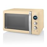 Swan Retro LED Digital Microwave Cream, 20L, 800W, 6 Power Levels Including Defrost Setting, Cream, SM22030LCN