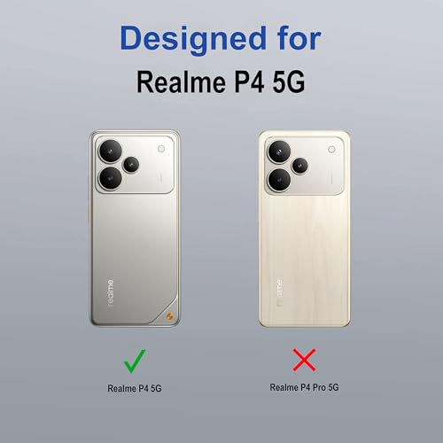 Image of amazon basics Back Case Cover for Realme P4 5G | Magnetic Case with Built-in Metal Ring | Supports MagSafe Charger, Wallet & Car Mount | Shockproof Hybrid PC + TPU | Black