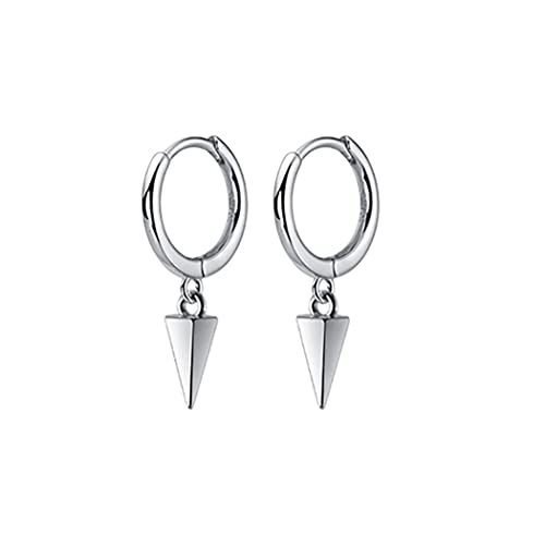 SLUYNZ 925 Sterling Silver Spike Hoop Earrings for Women Teen Girls Geometric Huggie Earrings Dangle