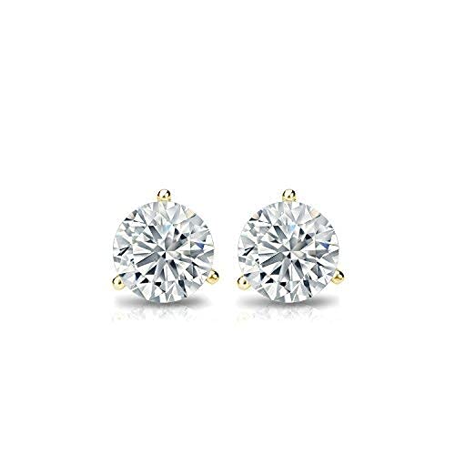 1/6 to 2 Carat Diamond Round Stud Earrings in 14k Gold (J-K, I1-I2, cttw) 3-Prong Martini Set with Screw Back by Diamond Wish3
