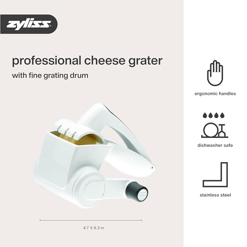ZYLISS Classic Rotary Cheese Grater - NSF Restaurant Certified, White