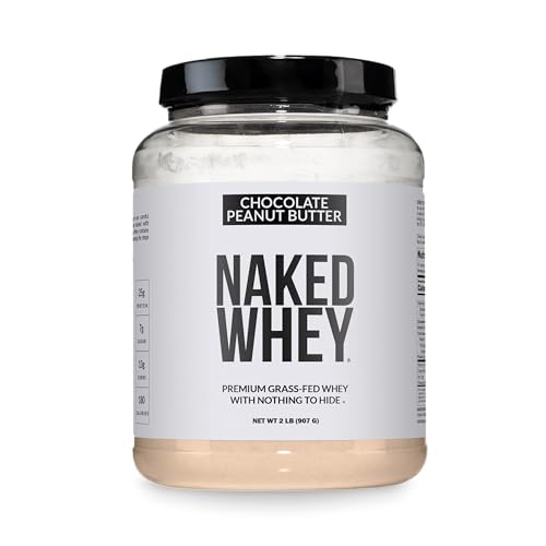 Image of NAKED Whey Chocolate Peanut Butter Protein Powder, Grass Fed Whey, No GMO, No Soy, and Gluten Free. Nothing Artificial, Aid Growth and Recovery - 21 Servings