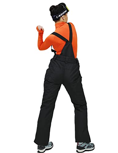Houzoniy Bib Snow Pants For Women Waterproof Insulated,Ski Pants With Detachable Powder Skirt And Suspenders For Snowmobiling，Hiking Blackm #TOP1