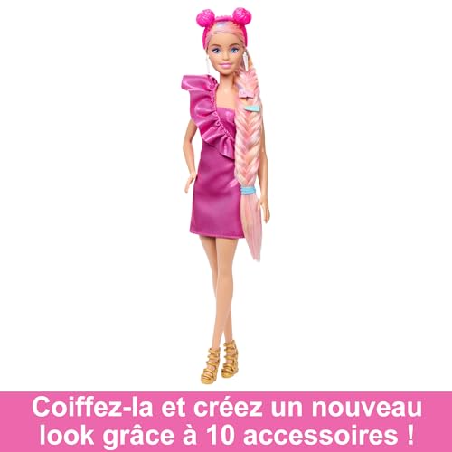 Barbie Cheveux Fantastiques Poupée Blonde Aux Longs Cheveux Brillants Avec 2 Serre têtes Fantaisie Et Accessoires Jouet Pour Enfant GHN04 - vue 6