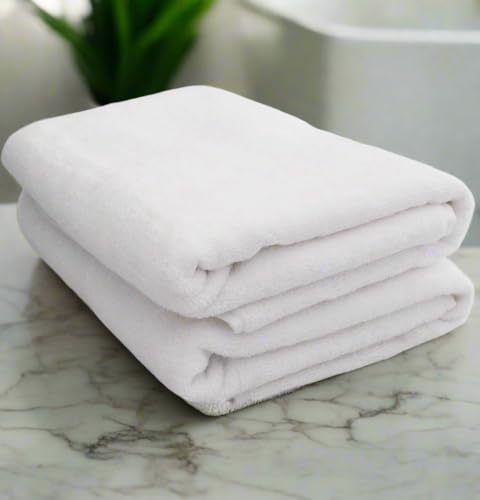 HEELIUM Bamboo Bath Towel | Ultra Absorbent & Quick Dry | 3X Softer Than Cotton Towels | 140 x 70 cm - 600 GSM | Pack of 2 - White