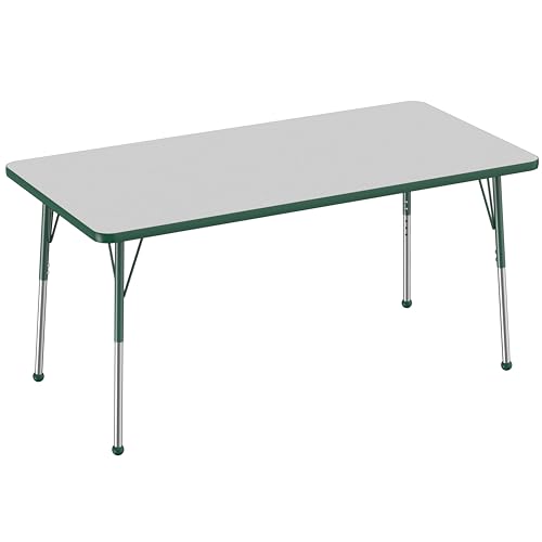 FDP 30" x 60" Rectangle Table with Ball Glide Legs - Gray/Green