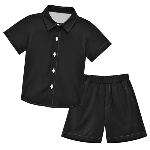 Image of CaTaKu Hawaiian Shirt for Boys Monster Truck Car Button Down Shirt Short Sleeve Kids Shorts Sets Summer Outfits Size 5-6t