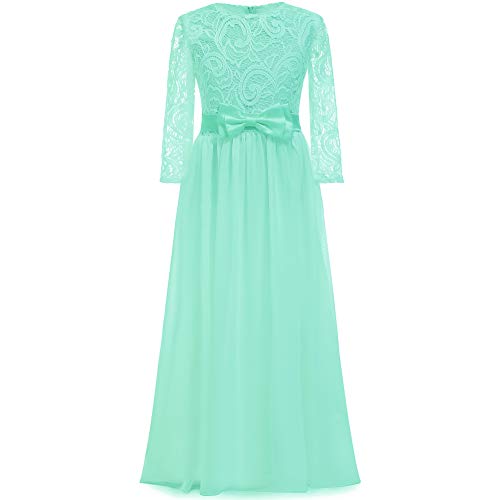 Vintage Flower Girl Dress Fancy Boho Chiffon A-line Dresses for Wedding Pageant 2-12 Year Old (Mint,2)