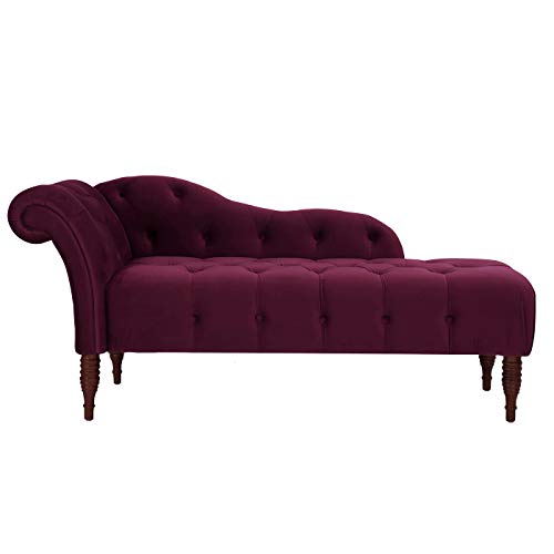 Jennifer Taylor Home Samuel Tufted Roll Arm Chaise Lounge, Burgundy Velvet