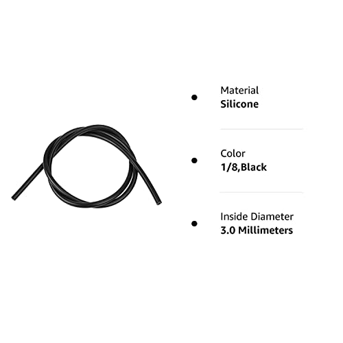 5 Feet Length High Temperature Silicone Vacuum Tubing Hose For Multiple Use (Black,1/8 Inch, 3 Mm) #TOP6