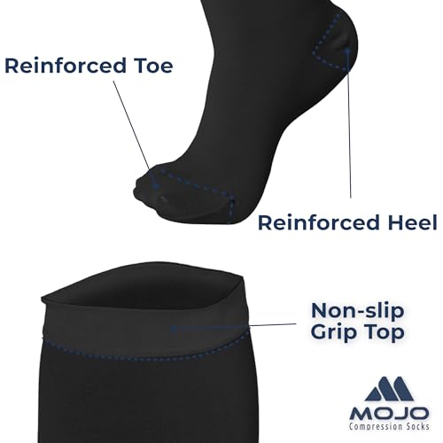 Mojo Compression Socks for Women and Men 20-30mmHg Wide Calf - Plus Size Women and Mens Compression Stockings for Bariatric Surgery, DVT, Lymphedema - Black, 4X-Large - AB201