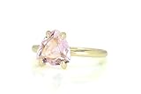 Atractivo Anillo de Cuarzo Rosa en Oro de 14k - Anillos Rosas para Mujeres para Aniversarios, Prom, Eventos Especiales - Adorable Anillo de Piedra de Nacimiento de Mayo - Hecho a Mano