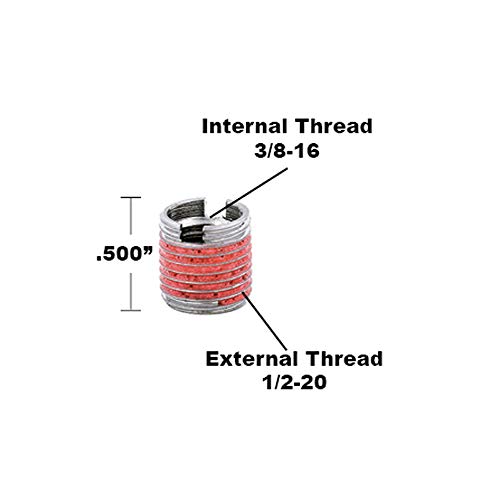 Image of E-Z LOK Threaded Insert for Metal Thin Wall 303 Stainless Steel Thread Inserts 3 /8-16 x 1 /2-20 Pack of 1