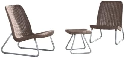 Keter Rio Outdoor Garden or Terrace Set with 2 Chairs and Table, Resin with Flat Rattan Finish, Brown Keter Rio Outdoor Garden or Terrace Set with 2 Chairs and Table, Resin with Flat Rattan Finish, Brown